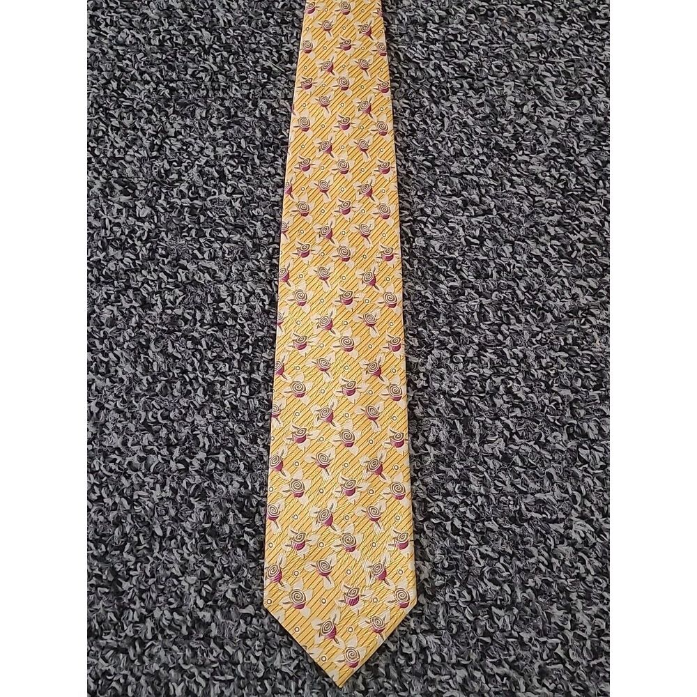 Ermenegildo Zegna Disegno Esclusivo Tie Geometric Yellow Silk‎ Necktie 58/3.5